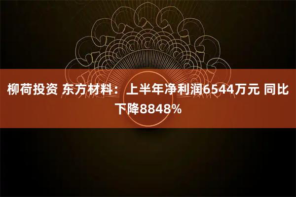 柳荷投资 东方材料：上半年净利润6544万元 同比下降8848%